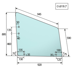 Vitre de porte pour téléscopique JOHN DEERE AZ57506 adaptable