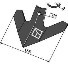 Cœur 155 x 3 mm pour bineuse STEKETEE GV155 adaptable - BlackSteel©