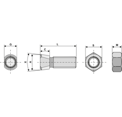 Pflugschraube M12x1.75x40 mit Sechskantmutter Vogel u. Noot Nachbau