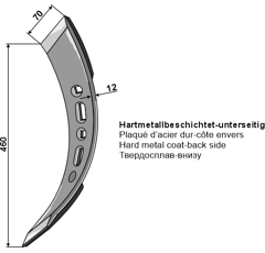 Pointe gauche torsadée 465 mm pour déchaumeur VÄDERSTAD adaptable