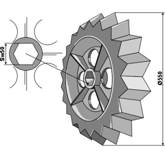 Roue dentée Ø 550 mm adaptable - BlackSteel©