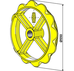 Rueda cambridge Ø 550 mm para rodillo VÄDERSTAD 101080 adaptable