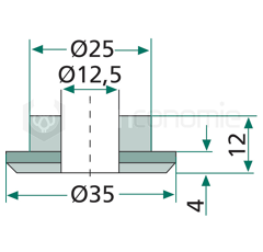Entretoise 12x12,5 pour broyeur AGROMEC adaptable 
