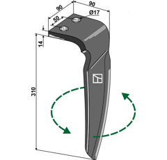 Dent gauche pour herse rotative VIGOLO 931010031 adaptable - Blacksteel©