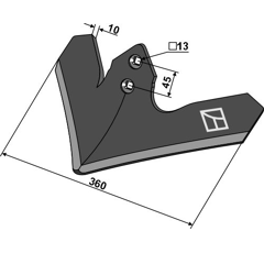 Soc triangulaire 360 mm pour déchaumeur KUHN H2212550 adaptable - BlackSteel©