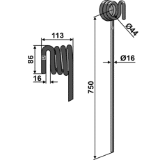 Griffe Ø16mm droite pour semoir KVERNELAND A1358973 adaptable - Blacksteel©