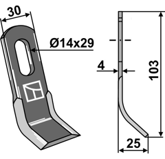 Couteau-Y pour broyeur 103x30mm PERUZZO adaptable - Blacksteel©
