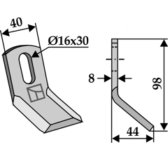 Couteau-Y pour broyeur 98x40mm NOREMAT 123692 adaptable - Blacksteel©