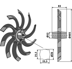Rollhacke 405 RECHTS Nachbau