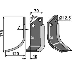 Lame gauche pour Fraise/Rotavator FORIGO-ROTERITALIA F2095010S adaptable 