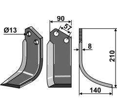 Fräsmesser Rechts 210 x 90 Howard Nachbau