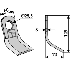 Schlegelmesser 145 mm für Mulcher SAUERBURGER 70.004.10.10026 - Nachbau