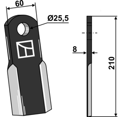 Couteau droit pour broyeur MASCHIO T40005141 adaptable - Blacksteel©