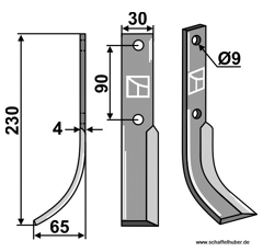 Fräsmesser Links 230 x 30 Honda Nachbau