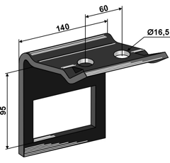 Bride de fixation pour dent 70 x 70 mm adapt. BlackSteel©