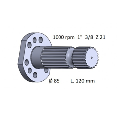 Arbre de prise de force 120 mm pour machine agricole RENAULT 7700027516 adaptable