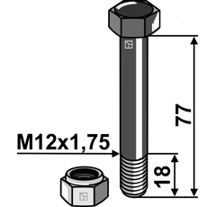 Boulon M12x1,75 x 77 pour broyeur adaptable - Blacksteel©