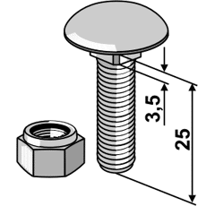 Flachrundschraube 603/10x25 8.8mit Selbstsichernder Mutter 