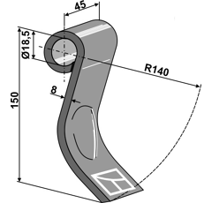 Fléau pour broyeur 150x45mm ECON  adaptable - Blacksteel©