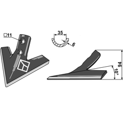 Reja triangular 175 x 45 mm adaptable - Blacksteel©