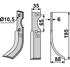 Fräsmesser rechts 195 x 35 x 88 x 6 mm FERRARI 63196 - Nachbau