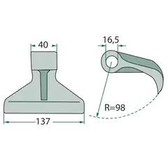 Marteau 40x137 TR16,5 pour broyeur BERTI|HERDER 2405003055 adaptable
