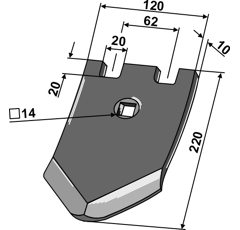 Pointe de soc 220 mm pour cultivateur QUIVOGNE adaptable