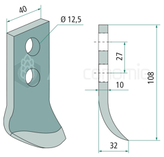 Lame 108 x 32 x 10 mm pour cureuse rotative MALETTI adaptable