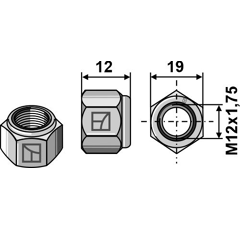 Selbstsichernde Mutter M12x1,75x12