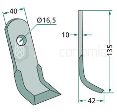 Couteau Y pour broyeur KVERNELAND 7800080 adaptable 