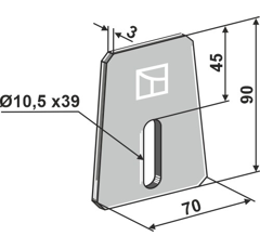 Racloir métallique 90 x 70 mm pour rouleau packer AMAZONE 957147 - 952710 - 51-A103 adaptable
