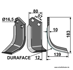 Fräsmesser Rechts 183 x 80 Celli CEL39RDURA Nachbau