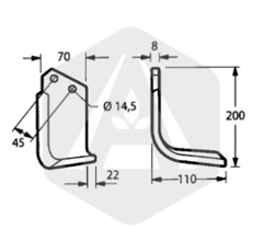Lame gauche pour fraise-rotavator MALETTI 100080 adaptable