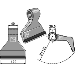 Marteau pour broyeur 120x40mm renforcé BECCHIO & MANDRILE JX138919 Adaptable Blacksteel©
