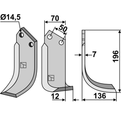 Lame droite pour Fraise/Rotavator CELLI 331528 adaptable - Blacksteel©