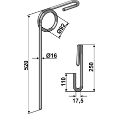 Griffe Ø16mm pour semoir VIEBERG 10131003 adaptable - Blacksteel©