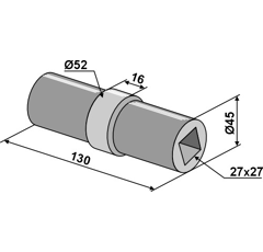 Palier d´arbre 130 mm pour arbres carrés 26 x 26 adaptable