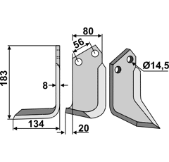 Fräsmesser Links 170 x 80 Tortella Nachbau