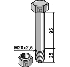 Schraube M20x2,5 x 95 für Mulcher SAUERBURGER Nachbau  