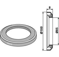 Front-Eisenring Ø 100 x Ø 85,5 x 8 mm für Grubber Nachbau  