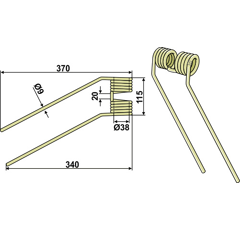 Heuwenderzinken Ø9 - links - 00 0926 371 0 | Claas - Nachbau