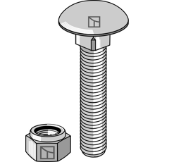 Boulon à tête bombée M10x1,5x40 - 8.8 avec écrou à freinage interne