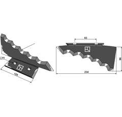Keenan Futtermischwagenmesser, rechts, hartmetallbeschichtet, 701358