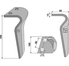 Dent gauche pour herse rotative BREVIAGRI 0060184S adaptable - Blacksteel©