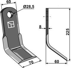 Couteau-Y pour broyeur 225x60mm FANTINI adaptable - Blacksteel©