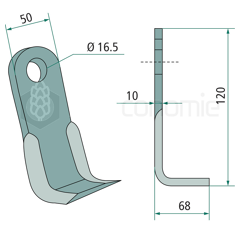 Couteau équerre pour broyeur 120x50mm SICMA adaptable 