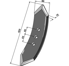 Pointe de soc 420 mm pour cultivateur KUHN - HUARD 622189 - BlackSteel©
