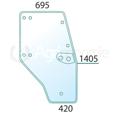 Vitre de porte droite pour machine agricole DEUTZ 4352851 adaptable