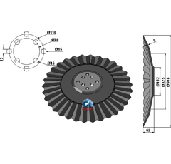 Disque ondulé ∅510x4 pour déchaumeur AGRISEM DIS-553 adaptable - Blacksteel©
