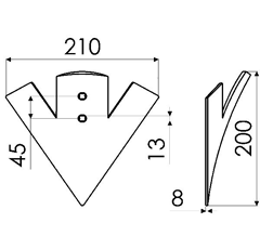 Soc patte d'oie 200 x 8 mm adaptable